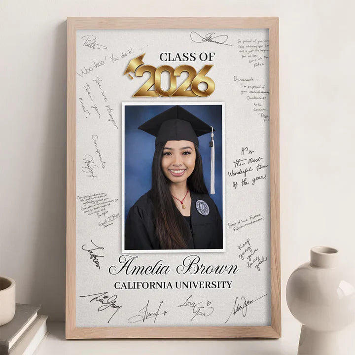 Personalized Graduation Poster with Portrait & Signatures, Unique Gift for Graduate, Modern Wall Art