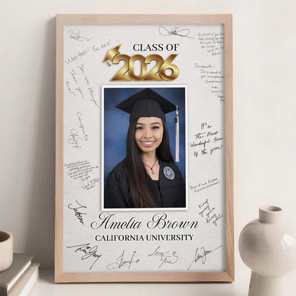 Personalized Graduation Poster with Portrait & Signatures, Unique Gift for Graduate, Modern Wall Art