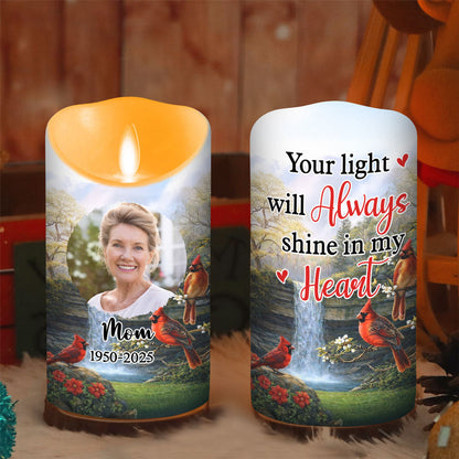 Personalized Flameless LED Candle with Photo and Memorial Quote, Peaceful Warm Glow, Unique Remembrance Gift