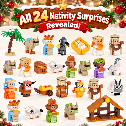 Personalized Nativity Building Block Advent Calendar, Creative Christmas Gift for Kids & Families