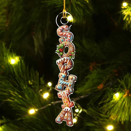 Personalized Gingerbread Letter Acrylic Ornament, Sweet Christmas Keepsake, Creative Gift for Kids and Family