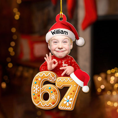 Personalized 67 Meme Wooden Ornament with Your Baby Photo – Funny Christmas Wooden Ornament & Unique Holiday Gift for Family and Friends