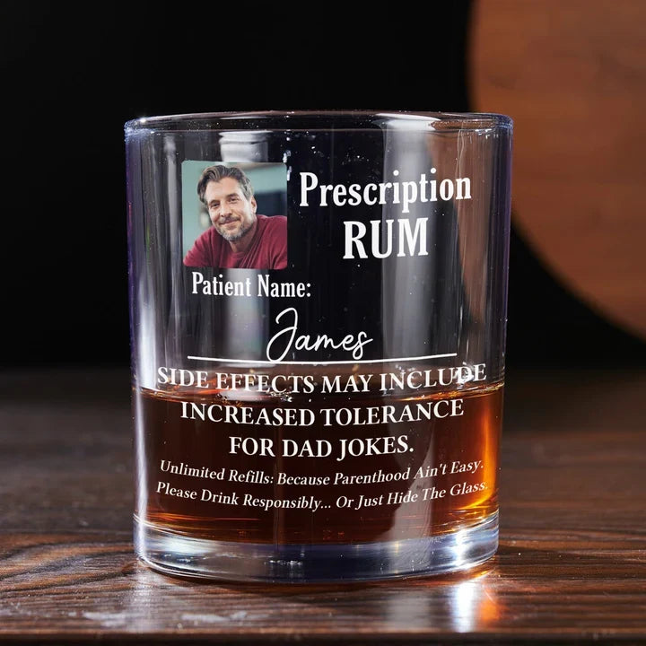 Personalized Whiskey Glass with Parenthood Humor, Creative Gift for Tired Parents and Relaxed Evenings