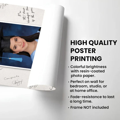Personalized Graduation Poster with Portrait & Signatures, Unique Gift for Graduate, Modern Wall Art