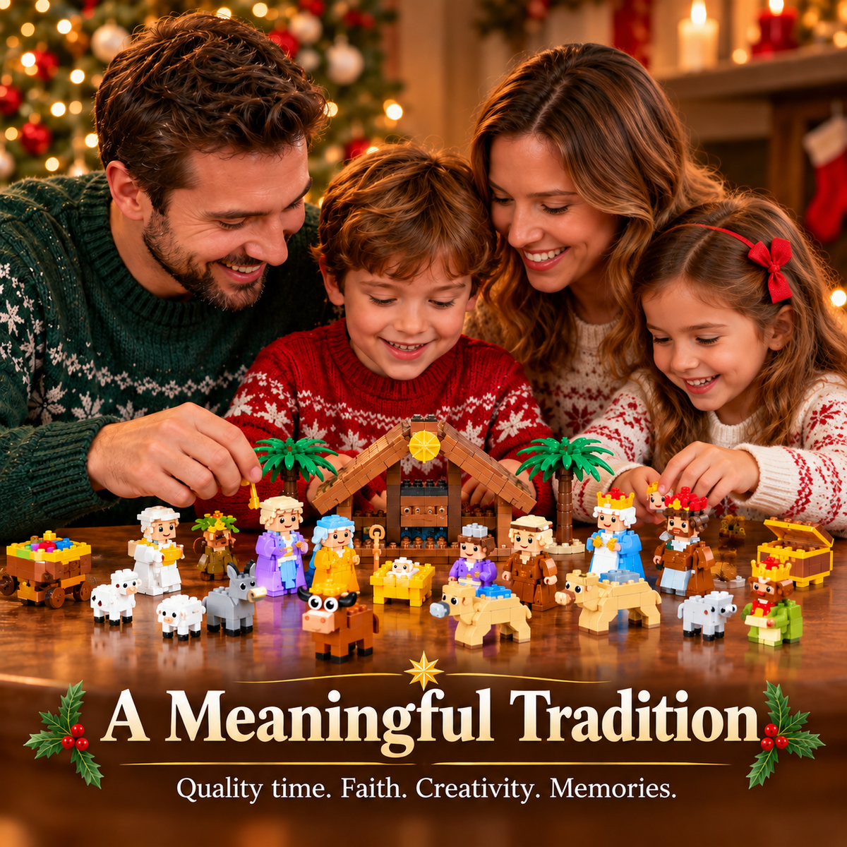 Personalized Nativity Building Block Advent Calendar, Creative Christmas Gift for Kids & Families