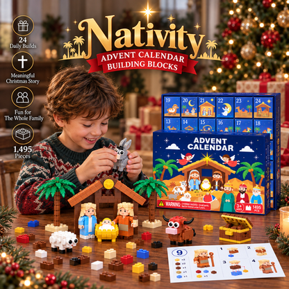 Personalized Nativity Building Block Advent Calendar, Creative Christmas Gift for Kids & Families