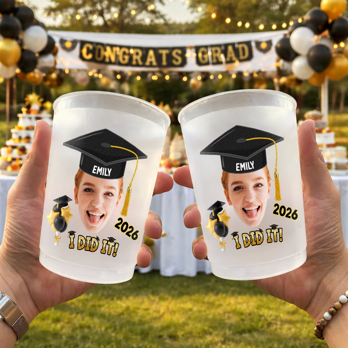 Personalized Graduation Frosted Plastic Cup With Custom Photo I Did It Party Drink Cup, Unique Gift For Grads
