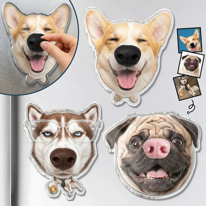 Personalized Dog Nose Fridge Magnet, Custom Pet Photo Cutout, Unique Gift for Dog Lovers