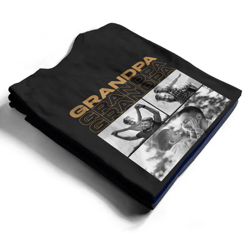 Personalized Classic Tee With Dad Playing With Kids Photo Collage, Unique Gift For Father