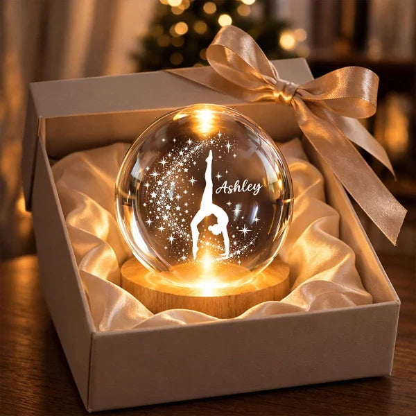 Warm Amber Globe Lamp with Starlit Split Handstand, Personalized Creative Gift for a Daughter or Granddaughter