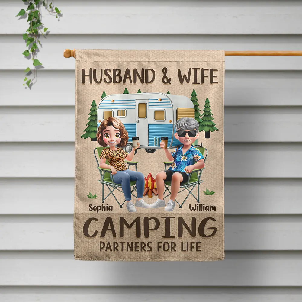 Making Memories One Campsite at a Time – Personalized Garden Flag for Couples or Friends