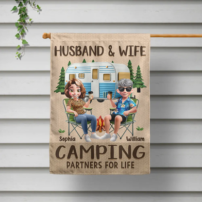 Making Memories One Campsite at a Time – Personalized Garden Flag for Couples or Friends