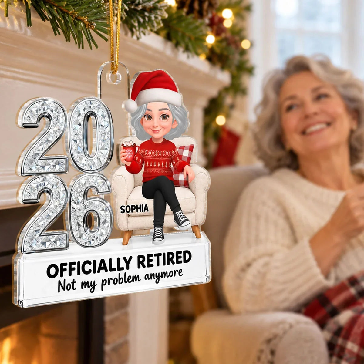 Personalized Acrylic Ornament, Officially Retired Cartoon by the Tree, Creative Gift for Coworker or Family