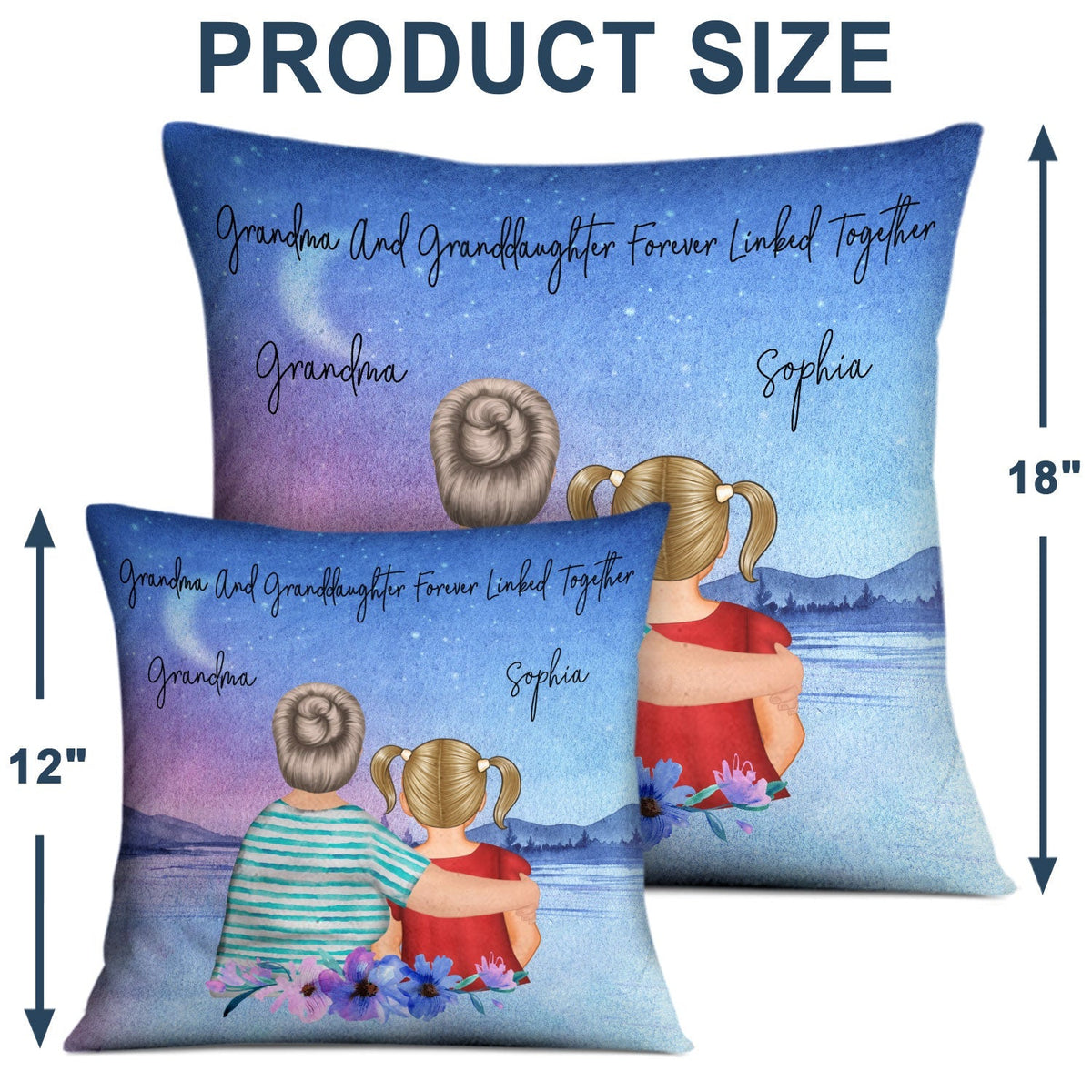Mother And Daughter Pillow With Watercolor Mountain View, Hugging Scene Cushion, Unique Gift For Mom And Cozy Sofa Decor