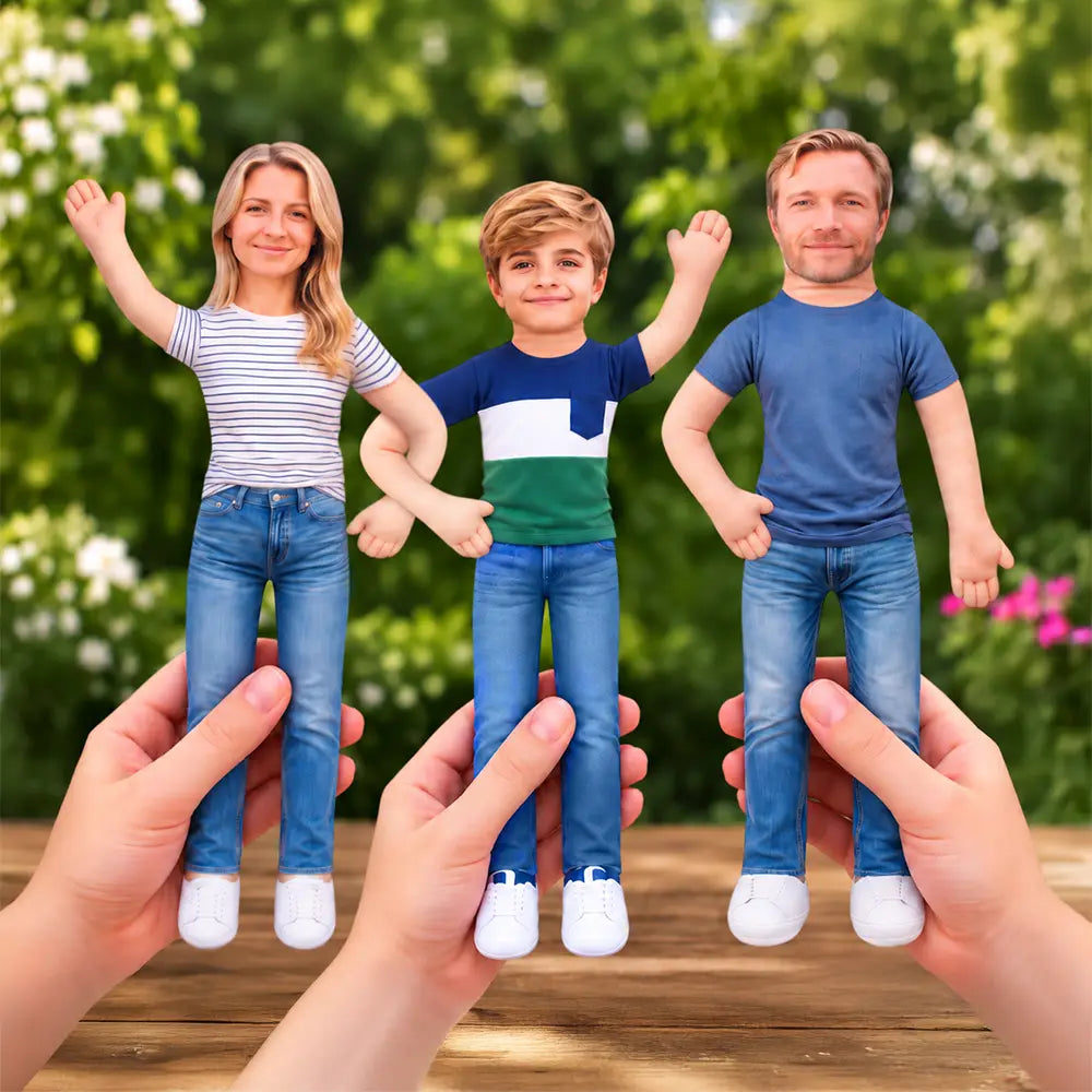 Personalized Photo Squishy Plush Doll, Waving Family Portrait, Unique Gift for Mom, Dad & Kids