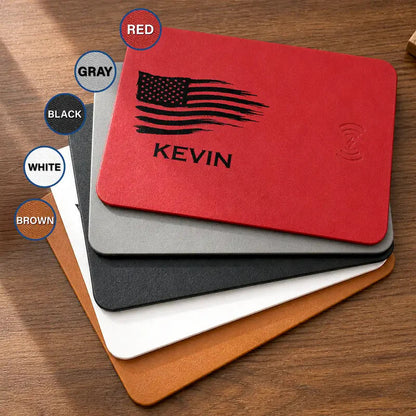 Personalized Leather Charging Mat with Monogram Design, Unique Gift for Desk Lovers