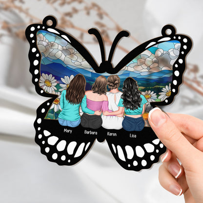 Personalized Butterfly Ornament for Mother’s Day – Custom Wood and Acrylic Layered Design with Family Names – Heartfelt Gift for Mom from Daughter