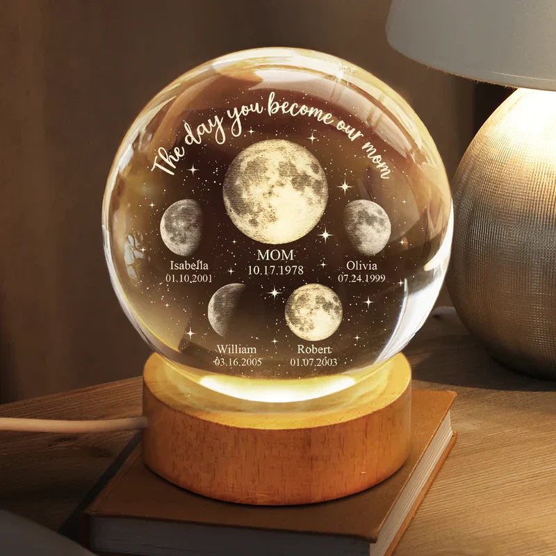 Personalized Moon Phase Globe Lamp for Dad, Unique Gift With Warm To The Moon And Back Glow
