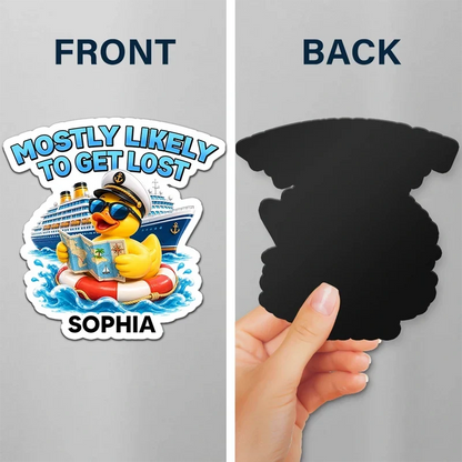 Personalized Acrylic Magnet, Funny Cruise Duck Most Likely to Get Sunburned, Unique Gift for Travelers