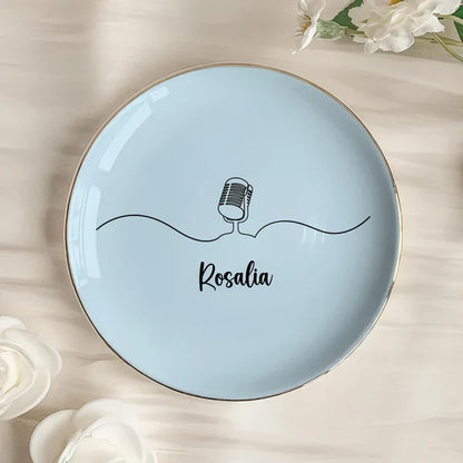 Personalized Jewelry Dish, Musical Instrument Line Art, Pastel Unique Gift for Music Teacher