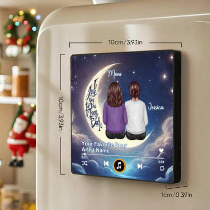 Personalized Acrylic Music Magnet Moon Mom and Daughter Sitting Under Stars Fridge Decor Unique Gift for Mom
