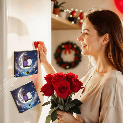 Personalized Acrylic Music Magnet Moon Mom and Daughter Sitting Under Stars Fridge Decor Unique Gift for Mom