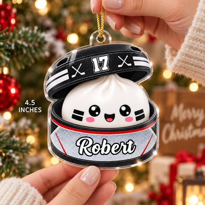Personalized Acrylic Ornament, Kawaii Hockey Dumpling Keepsake, Creative Gift for Sons, Daughters & Grandkids