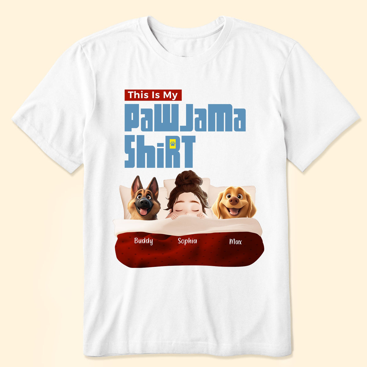 Custom Pawjama Shirt for Couples – Featuring Pets and Their Names, Ideal for Valentine’s Day or Special Occasions, Available in Classic Tee, Women Tee, Hoodie, and Sweatshirt