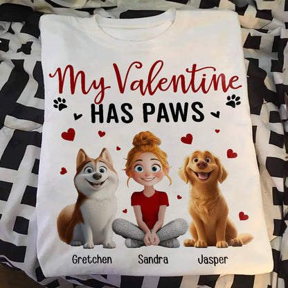 'My Valentine Has Paws' Pet-Themed Classic Tee – Valentine's Day Gift for Pet Lovers, Available as Women Tee, Hoodie, and Sweatshirt