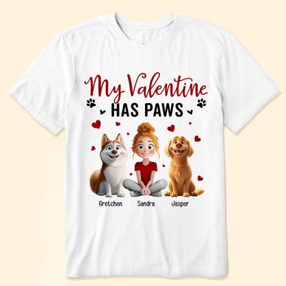 'My Valentine Has Paws' Pet-Themed Classic Tee – Valentine's Day Gift for Pet Lovers, Available as Women Tee, Hoodie, and Sweatshirt