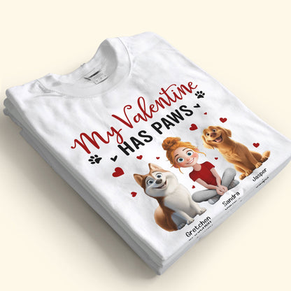 'My Valentine Has Paws' Pet-Themed Classic Tee – Valentine's Day Gift for Pet Lovers, Available as Women Tee, Hoodie, and Sweatshirt