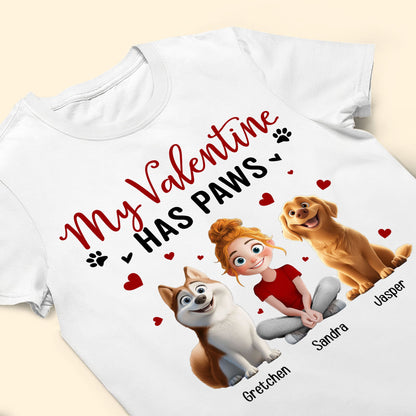 'My Valentine Has Paws' Pet-Themed Classic Tee – Valentine's Day Gift for Pet Lovers, Available as Women Tee, Hoodie, and Sweatshirt