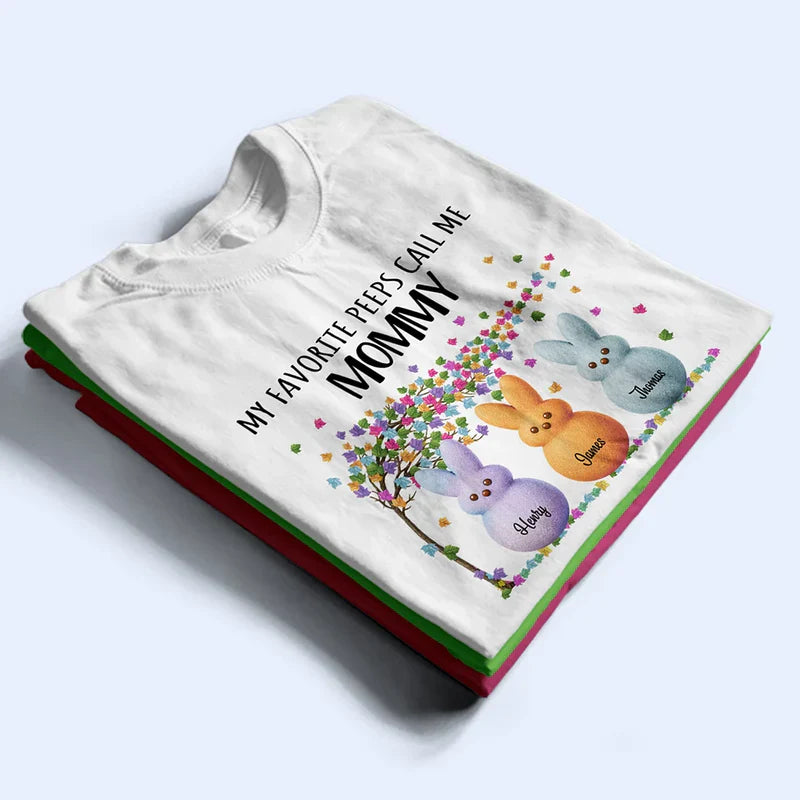 Personalized Grandma Classic Tee with Bunny Peeps and Spring Florals, Cute Unique Gift for Grandma