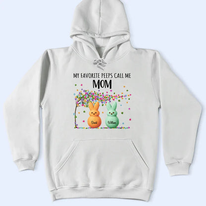 Personalized Grandma Classic Tee with Bunny Peeps and Spring Florals, Cute Unique Gift for Grandma