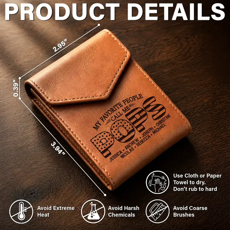 Leather Slim Wallet, Personalized Brown Card Holder With Family Quote, Unique Creative Gift For Family Gifting