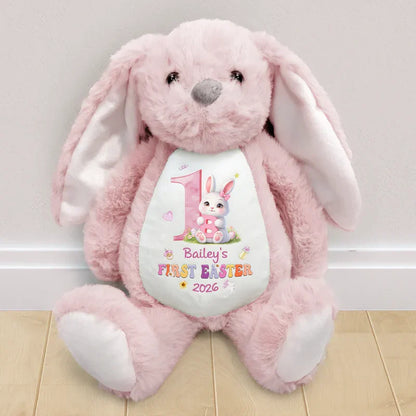 Personalized Plush Bunny with Custom Name for Baby's First Easter, Pastel Keepsake, Unique Gift for New Parents