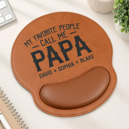 Personalized Wrist Rest Mouse Pad for Papa, Unique Custom Desk Gift for Dad or Grandpa in Warm Brown