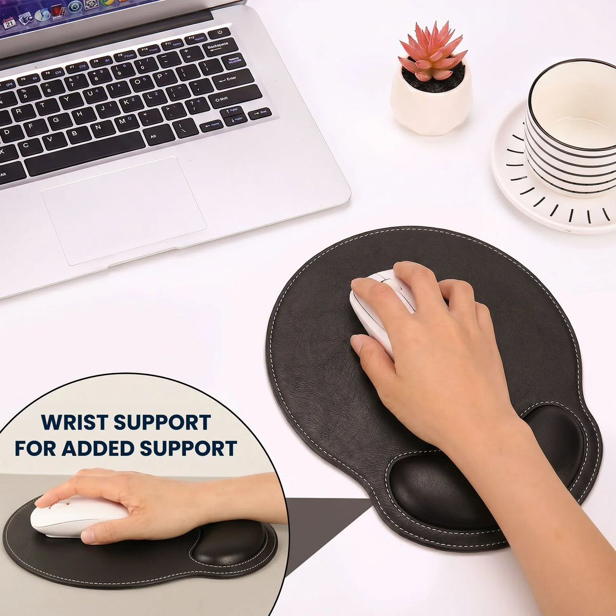 Personalized Wrist Rest Mouse Pad for Papa, Unique Custom Desk Gift for Dad or Grandpa in Warm Brown