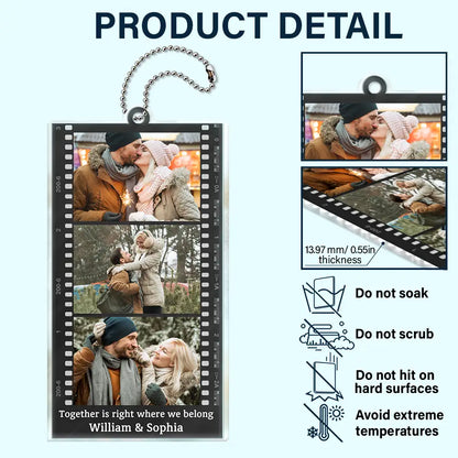 Gift For Couples, Gift For Husband, Gift For Wife, Gift For Boyfriend, Gift For Girlfriend, Family, Gift For Bestie - Custom Photo Couple Family Friends Camera Film Roll - Personalized Acrylic Car Hanger
