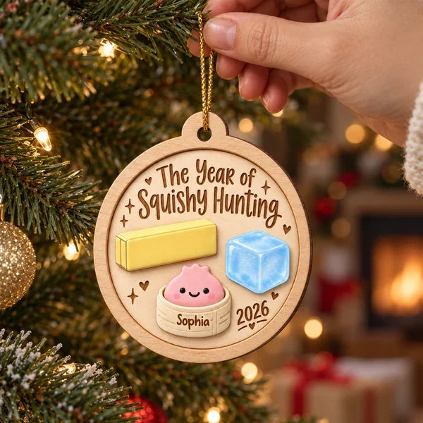 Wooden Ornament, Personalized Cute Squishy Keepsake with Playful Lettering, Creative Gift for Squishy Lovers