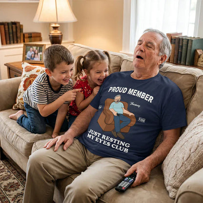 Just Resting My Eyes Club Classic Tee, Custom Funny Shirt for Husband Dad, Creative Gift for Naps