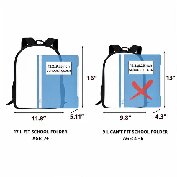 Personalized Kids School Backpack with Sitting Cartoon Boy, Classroom Style, Creative Gift for Son
