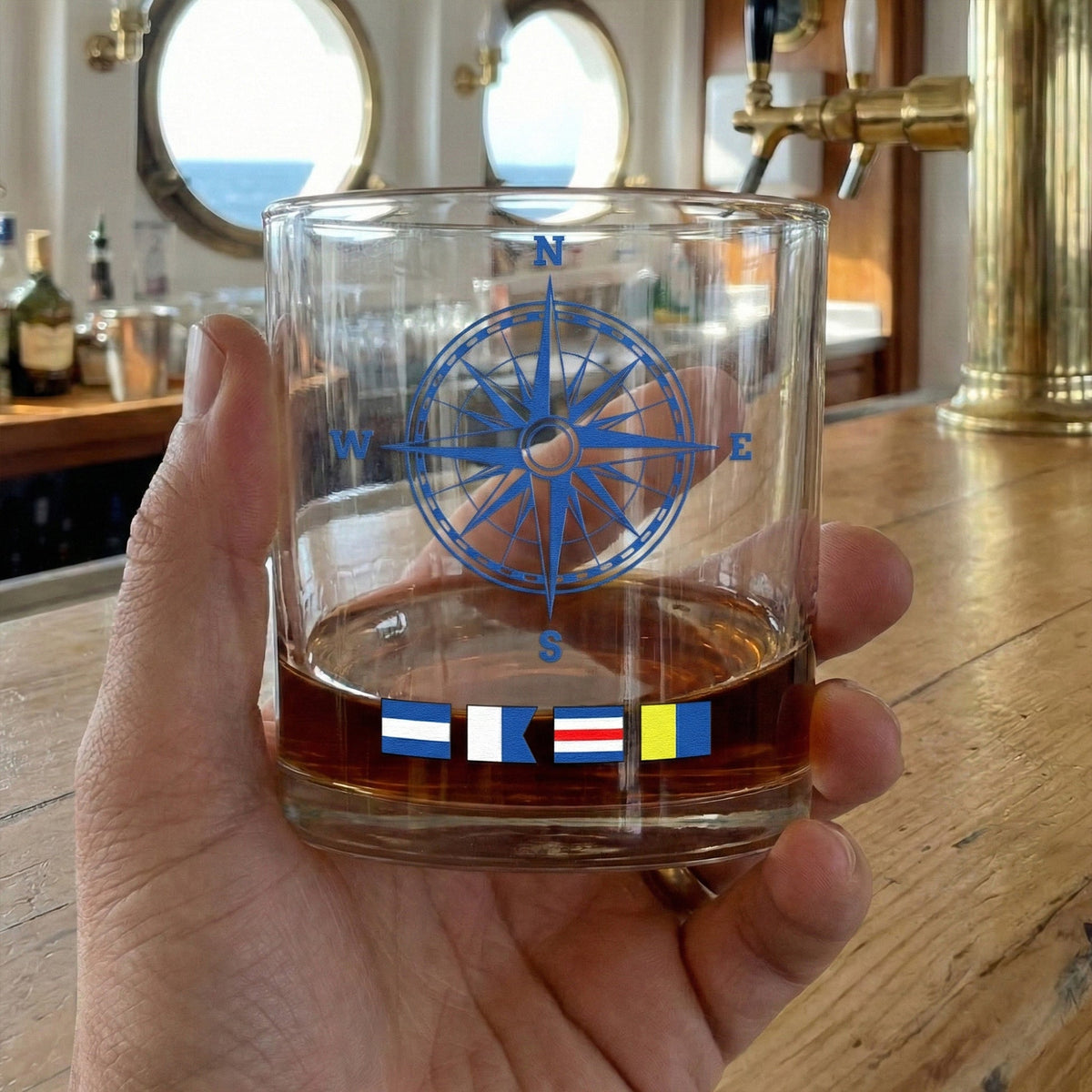 Personalized Nautical Flags Whiskey Glass with Anchor Design for Whiskey Lovers - Unique Sailor Gift for a Classy Home Bar
