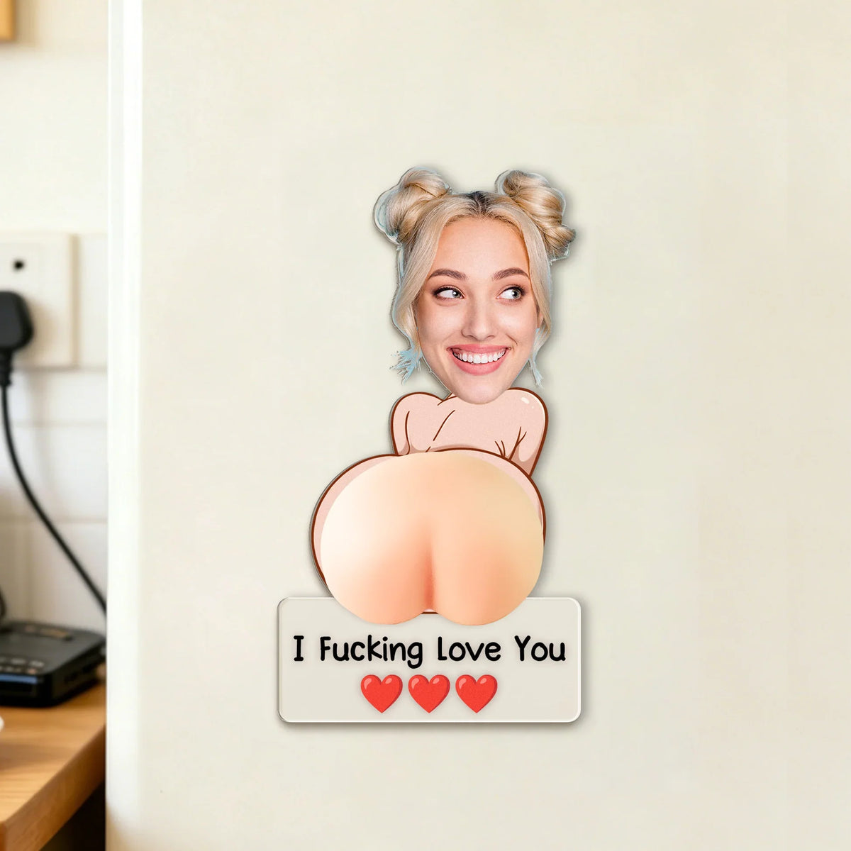 Funny Personalized Silicone Acrylic Magnet With Custom Face, Cheeky Unique Gift For Him