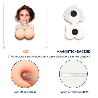 Funny Personalized Silicone Acrylic Magnet With Custom Face, Cheeky Unique Gift For Him