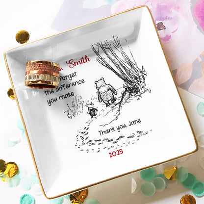 Inspirational Jewelry Dish Thank You Gift – Never Forget The Difference You Make, Charming Sketch Design, Unique Creative Gift for Someone Special
