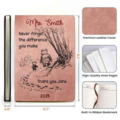 Custom Leather Journal for Appreciation – Sweet Walking Friends Design, Meaningful Gratitude Gift for Someone Who Makes a Difference