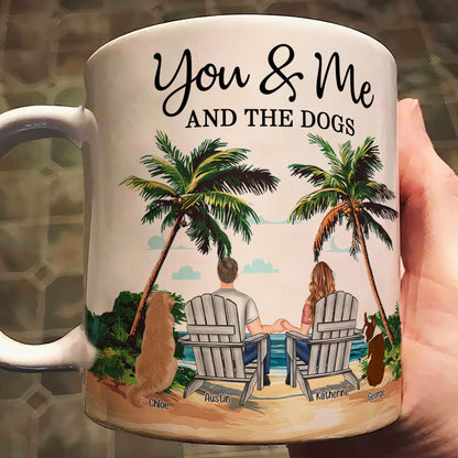 Personalized White Ceramic Mug – You & Me and the Dogs, Custom Mug for Couples with Their Dogs, Perfect Gift for Dog Lovers,