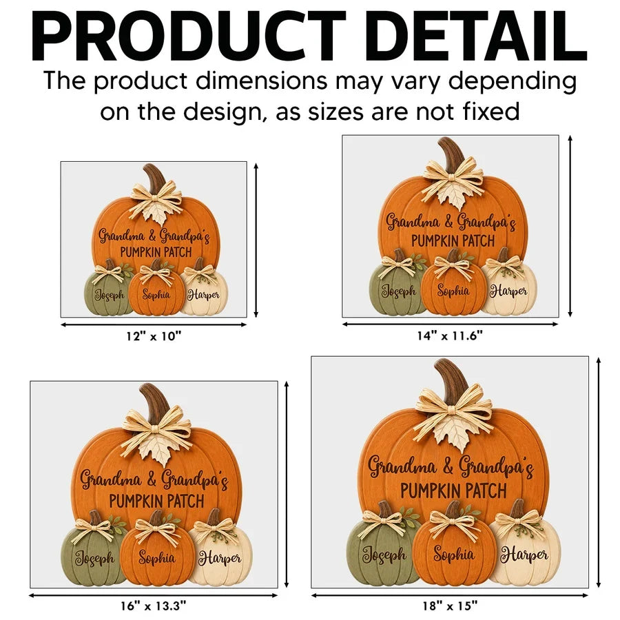 Grandma & Grandpa's Pumpkin Patch Shaped Yard Sign, Personalized Fall Display, Creative Family Gift