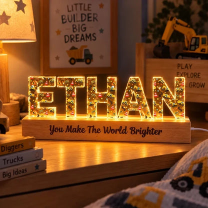 Personalized Block LED Light Plaque, Warm Glow for a Cozy Bedroom, Unique Gift for Kids and Family